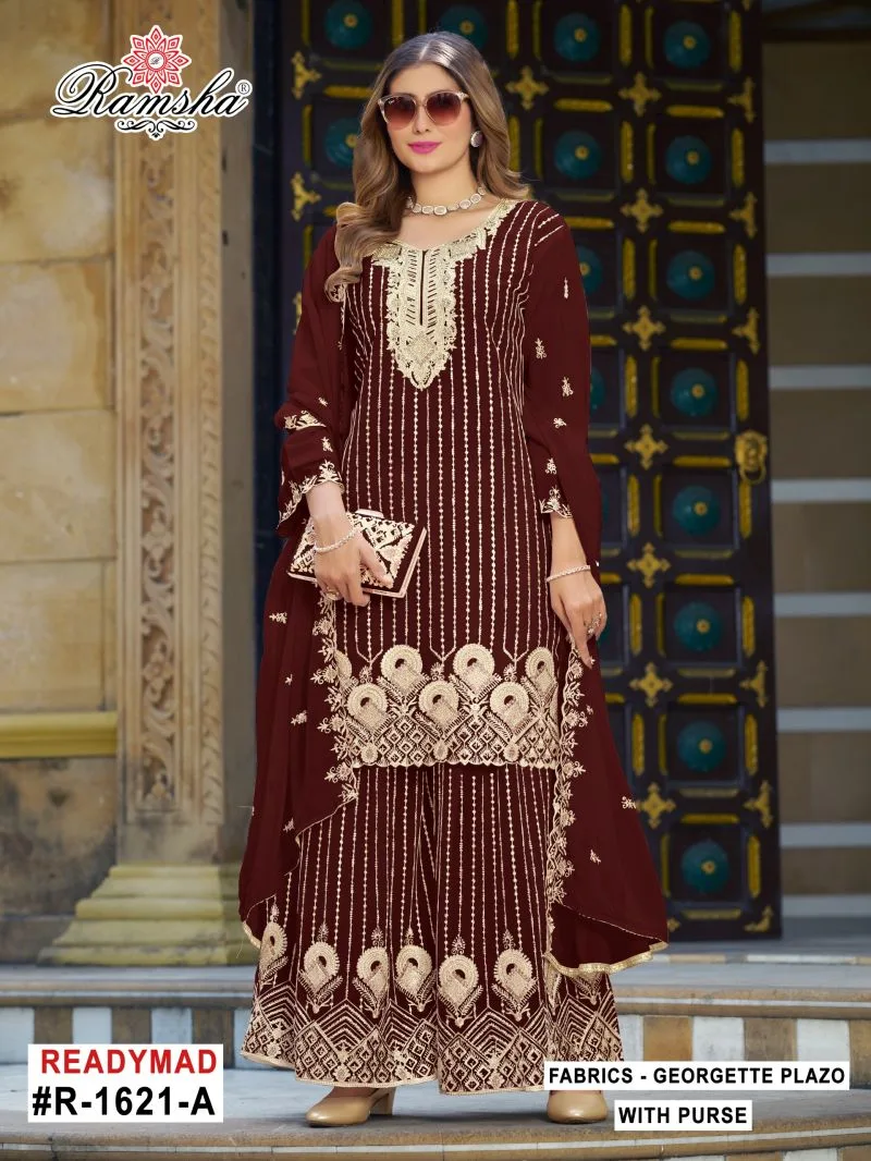 R 1621 A To D By Ramsha Georgette Readymade Plazzo Suits 